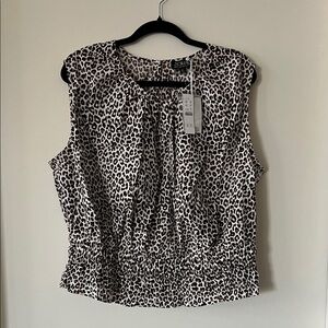 J. Crew Black and White Animal Print Blouse